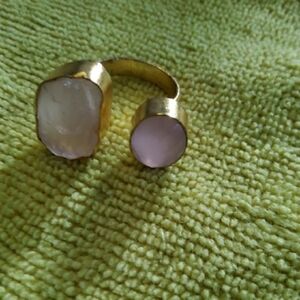 Gold and Pink Stone Adjustable Ring